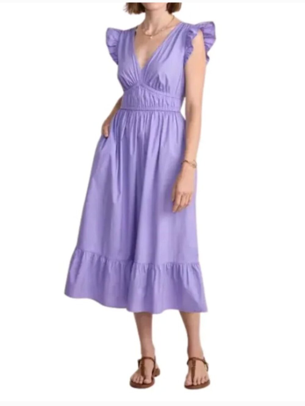 Vineyard Vines Lilac Flutter-Sleeve Midi Dress